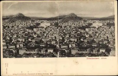 Stereo Ak Athen Griechenland, Gesamtansicht