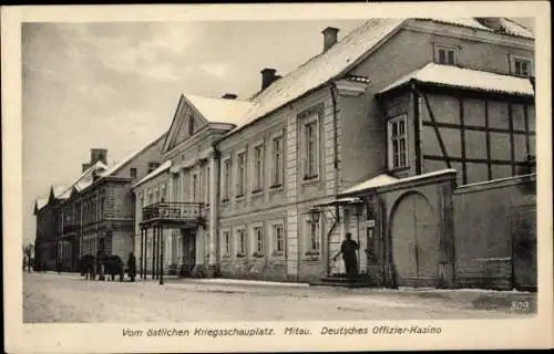 Ak Jelgava Mitau Lettland, Deutsches Offizier-Casino, 1. WK, Östlicher Kriegsschauplatz
