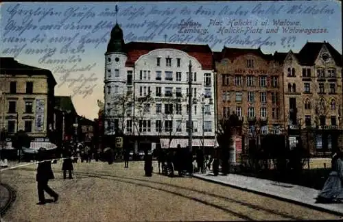 Ak Lwów Lemberg Ukraine, Halicki Platz und Walowagasse
