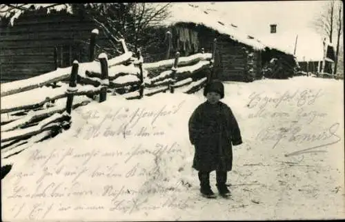 Ak Borosdin Russland, Dorfpartie, Kind, Winter