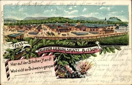 Litho Bitche Bitsch Lothringen Moselle, Truppenübungsplatz