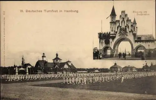 Ak Hamburg, 9. Deutsches Turnfest 1898, Synchronturnen, Holstentor