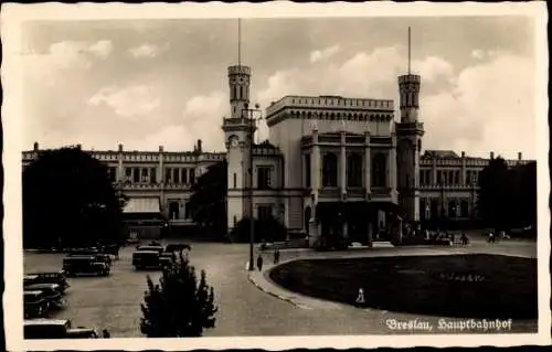 Ak Wrocław Breslau Schlesien, Hauptbahnhof