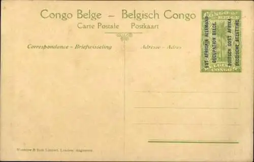 Ganzsachen Ak Deutsch Ostafrika Ruanda, Eine Kolumne in Bewegung, Belgische Besatzung