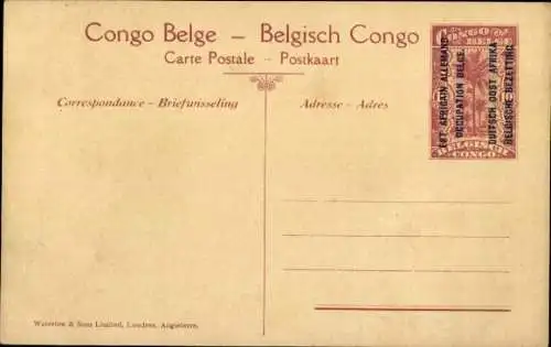 Ganzsachen Ak DR Kongo Zaire, Sebea, Berg Mitoko, Anwohner vor Hütten, Belgische Besatzung