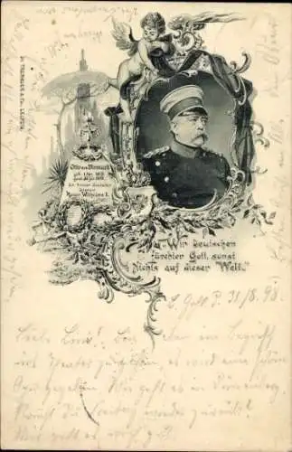 Passepartout Ak Fürst Otto von Bismarck, Portrait, Engel