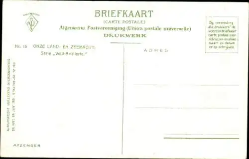 Ak Niederländische Soldaten in Uniformen, Geschütz, Feldartillerie