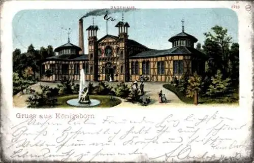 Litho Königsborn Unna im Ruhrgebiet, Badehaus