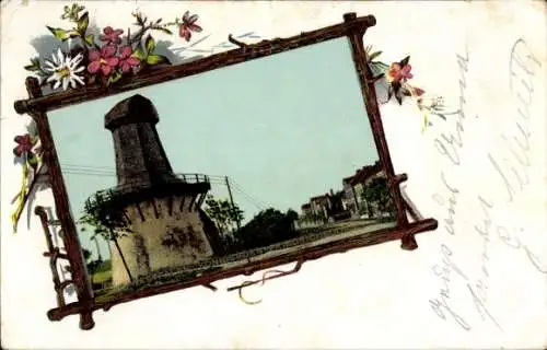 Passepartout Ak Unna in Westfalen, Überreste einer Windmühle