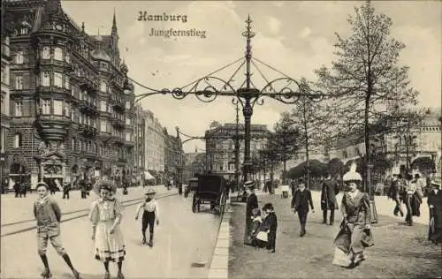 Ak Hamburg Mitte Neustadt, Jungfernstieg, Passanten