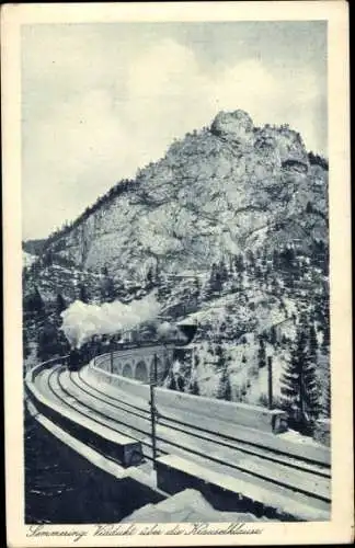 Ak Semmering in Niederösterreich, Viadukt über die Krauselklause, Dampflok