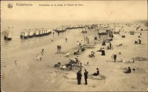 Ak Middelkerke Westflandern, Panorama de la Plage a l'heure du bain