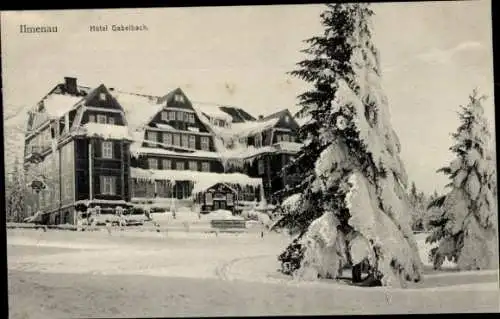 Ak Ilmenau Thüringen, Ansicht vom Hotel Gabelbach im Winter, Schnee