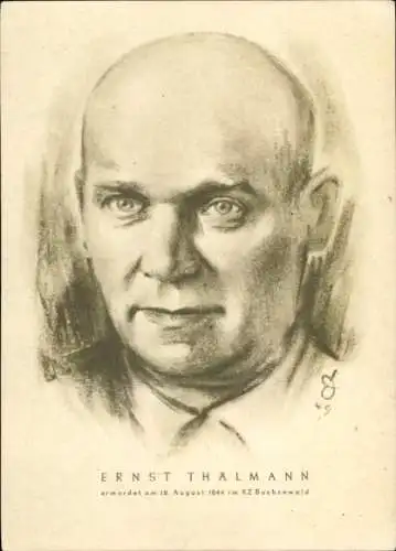 Künstler Ak Ernst Thälmann, Ermordet am 18. August 1944, Portrait, SED Landesvorstand Sachsen