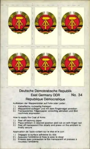 Wappen Ak Deutsche Demokratische Republik, DDR, Aufkleber, Wappenbilder