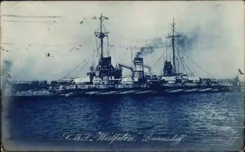 Ak Deutsches Kriegsschiff, SMS Westfalen, Linienschiff, Kaiserliche Marine