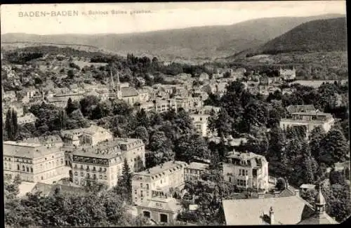 Ak Baden Baden am Schwarzwald, Totalansicht, Blick vom Schloss Solms