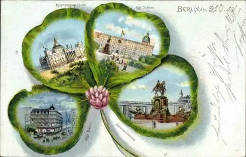 Kleeblatt Litho Berlin, Reichstagsgebäude, Königliches Schloss, Nationaldenkmal, Cafe Bauer