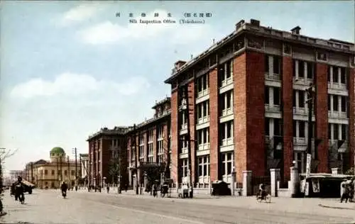 Ak Yokohama Präf. Kanagawa Japan, Silk Inspection Office, Straßenpartie, Gebäude