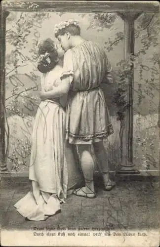 Ak Liebespaar küsst sich