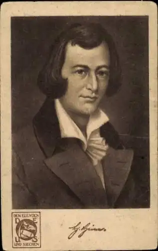 Ak Schriftsteller Heinrich Heine, Deus Karte, Den Elenden und Siechen