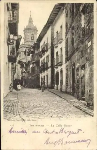 Ak Hondarribia Fuenterrabia Baskenland, Calle Mayor, Straßenpartie