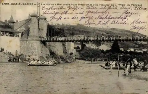 Ak Saint Just en Chevalet Loire, Les Joutes, Niel contre Blanc