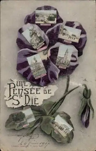 Ak Saint Dié des Vosges, Ortspartie Platz, Blick über den Ort, Kirche, Monument