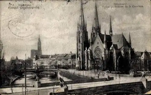 Ak Straßburg Elsass Bas Rhin, Evangelische Garnisonskirche