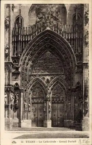 Ak Thann Elsass Haut Rhin, Kathedrale, Portal