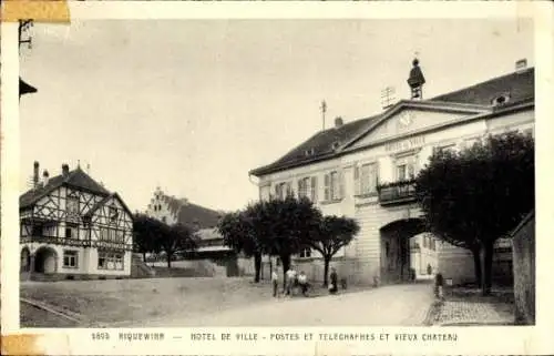 Ak Riquewihr Reichenweier Alsace Haut Rhin, Rathaus, Postämter, Schloss