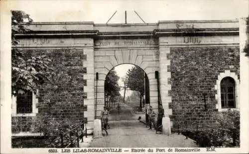 Ak Les Lilas Seine Saint Denis, Eingang zum Fort de Romainville