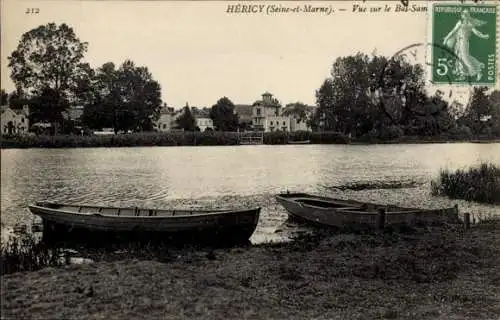 Ak Héricy Seine et Marne, Teilansicht, Boote