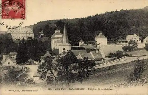 Ak Rochefort Côte-d’Or, Kirche, Schloss