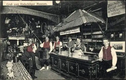 Ak Düsseldorf am Rhein, Original Radschläger-Museum, Innenraum, Bar, Mühlenstraße 8