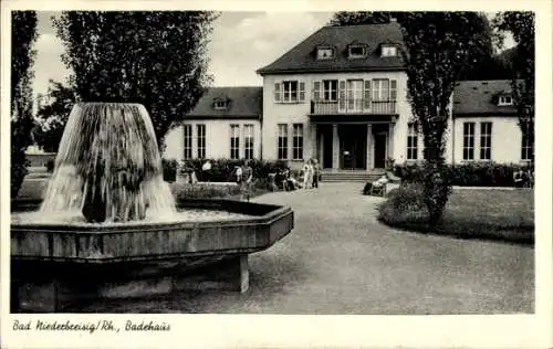 Ak Niederbreisig Bad Breisig am Rhein, Badehaus, Springbrunnen, Sprudel