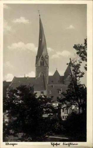 Ak Mayen in der Eifel, schiefer Kirchturm