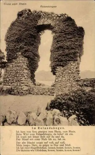 Ak Rolandseck Remagen am Rhein, Rolandsbogen, Gedicht Im Rolandsbogen