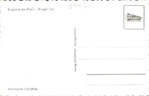 Ak Boppard am Rhein, Binger Tor
