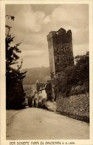 Ak Dausenau Lahn, Partie am schiefen Turm, Mauer