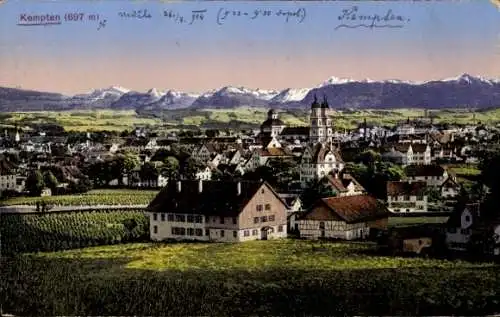 Ak Kempten im Allgäu Schwaben, Totalansicht