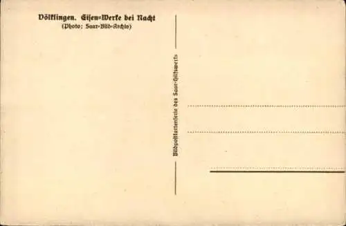 Ak Völklingen Saarland, Eisenwerke bei Nacht