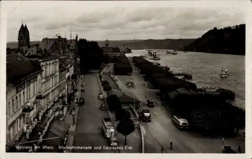 Ak Koblenz am Rhein, Rheinpromenade, Deutsches Eck