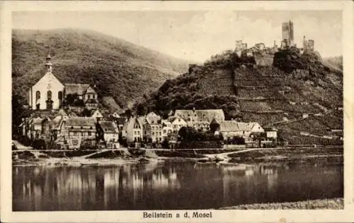 Ak Beilstein an der Mosel, Teilansicht, Burg