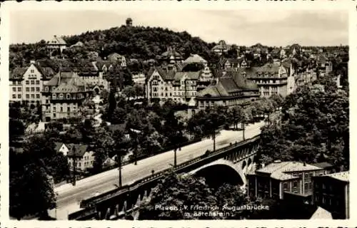 Ak Plauen im Vogtland, Friedrich Augustbrücke mit Bärenstein