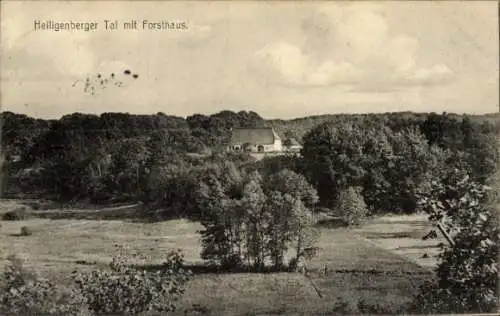 Ak Heiligenberg Bruchhausen Vilsen Niedersachsen, Heiligenberger Tal mit Forsthaus