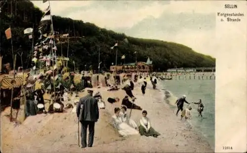Ak Ostseebad Sellin auf Rügen, Morgenstunden am Strand