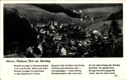 Ak Altenau Clausthal Zellerfeld im Oberharz, Blick vom Ratenberg, Gedicht