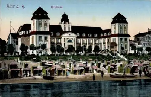 Ak Seebad Binz auf Rügen, Kurhaus, Strandkörbe
