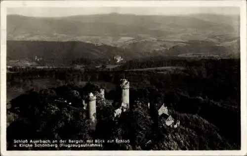Ak Auerbach Bensheim an der Bergstraße Hessen, Schloss Auerbach, Kirche Schönberg, Schloss Schönberg